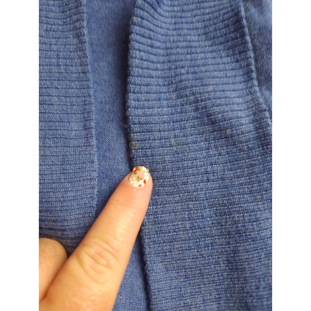 Talbots Cardigan Sweater Womens Size Mp Blue‎ Pure Merino Wool Open Front Knit - Picture 3 of 6